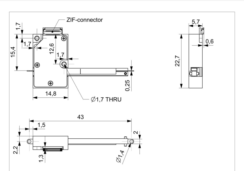 Mini linear actuator drawing with dimensions